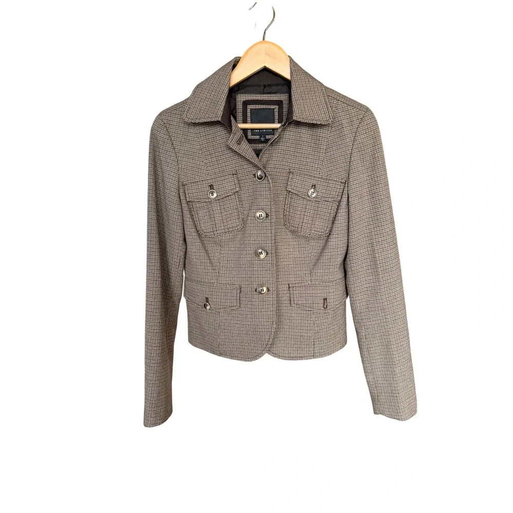 The Limited‎ Women's Houndstooth Blazer Jacket Size S Military Style Pockets